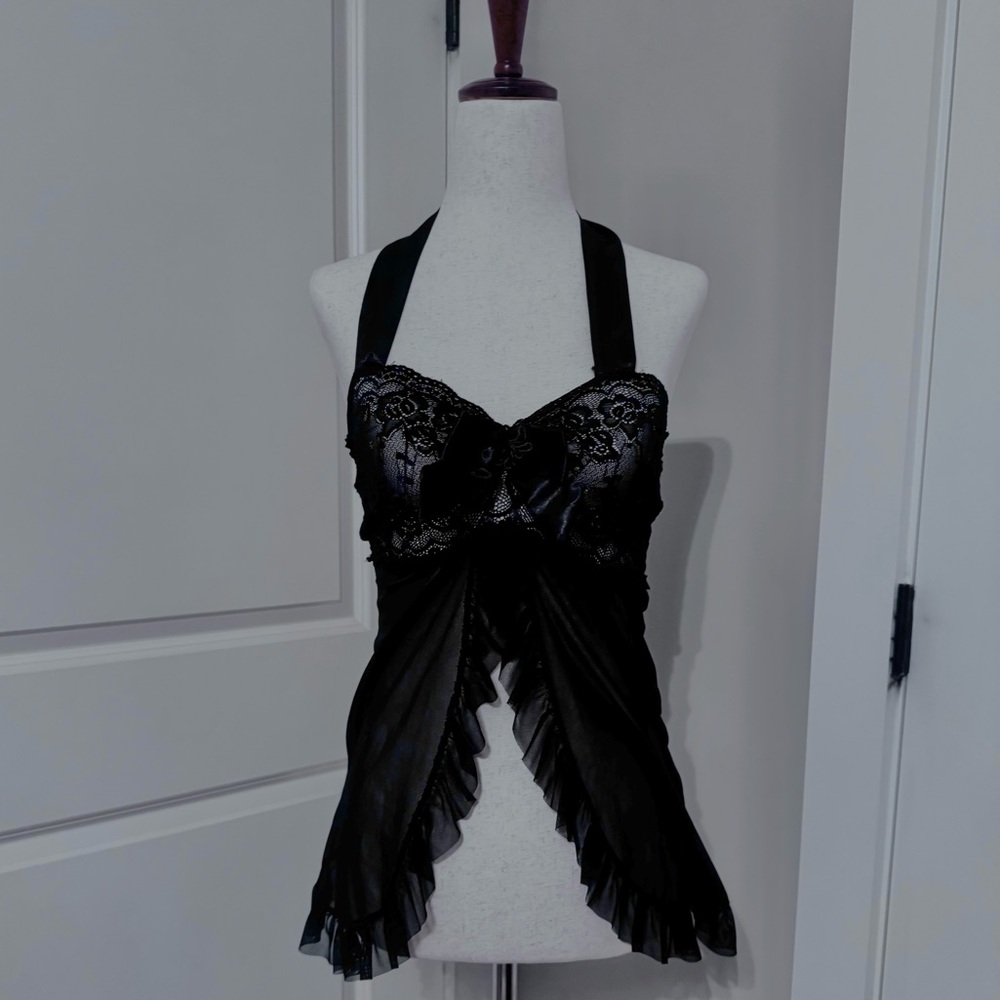 Mesh&lace babydoll lingerie top